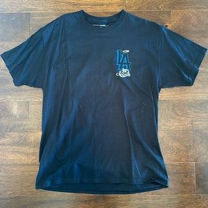 LA Los Angeles Shirt Dodgers Colored Black Shirt Blue Lettering Size Medium